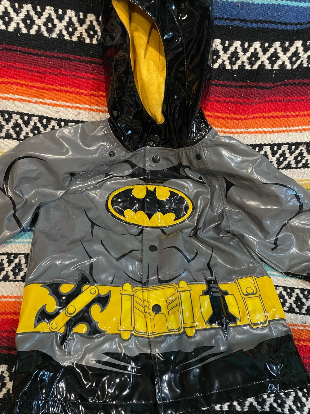 Western Chief Kids Batman Raincoat Jacket - Gray, Black & Yellow - Picture 2 of 5